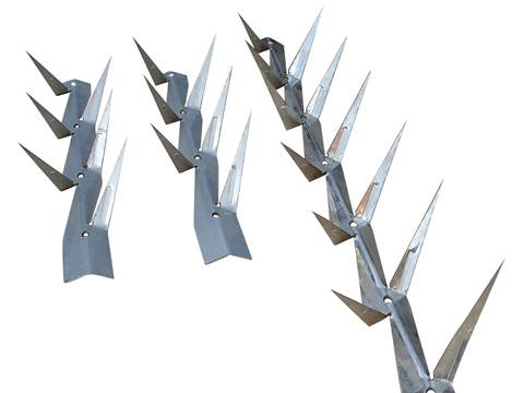 Three lines of anti-climb spikes on the white background.