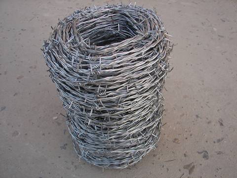 PVC coated barbed wire with a wire handle on the top.